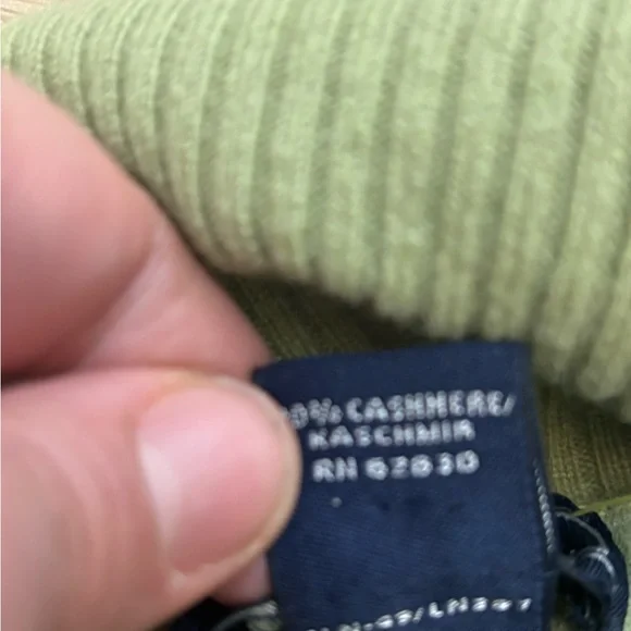 Lands End Green Cashmere Sweater Lightweight Ribbed Turtleneck Sweater Size XL - Picture 7 of 7